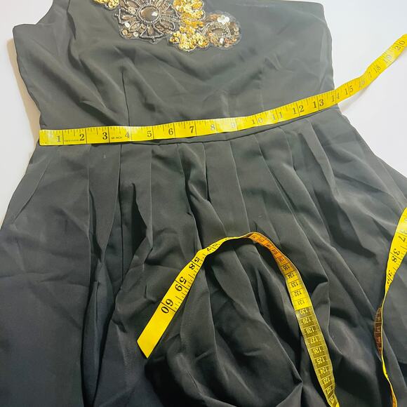 TCEC Sequin Detail One Shoulder Dress Size Medium NWT Black Gold - Picture 4 of 8